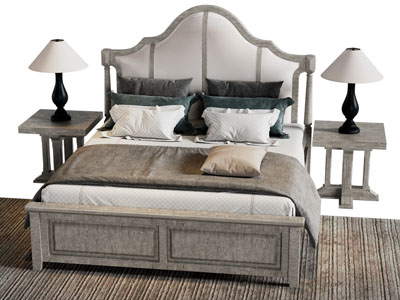 美式双人床 床头柜