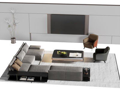 现代转角多人沙发 休闲椅子和茶几组合