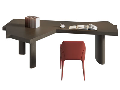 现代异形书桌椅组合3d模型 现代异形书桌椅组合