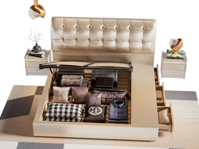 意式皮床 排骨架 气压结构双人床