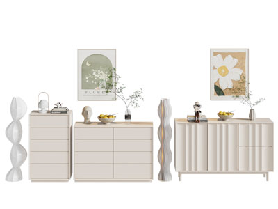 现代奶油风玄关柜 边柜 斗柜3d模型 现代奶油风玄关柜 边柜 斗柜