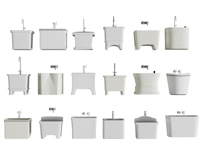 现代方形陶瓷拖把池 卫浴小件3d模型 现代方形陶瓷拖把池 卫浴小件