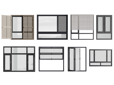 现代玻璃平开窗户 推拉窗户 百叶窗