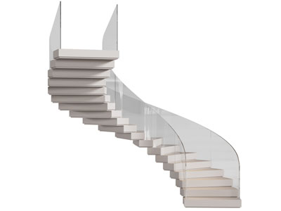 现代玻璃扶手旋转楼梯3d模型 现代玻璃扶手旋转楼梯