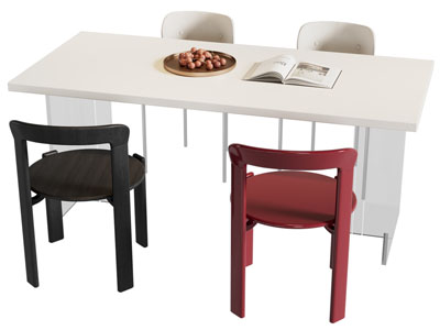 现代长方形餐桌椅组合3d模型 现代长方形餐桌椅组合