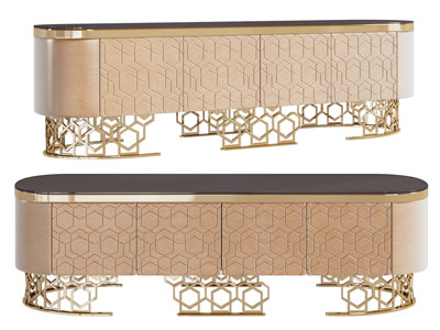 现代轻奢椭圆形电视柜