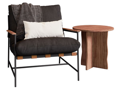 现代休闲椅子 边几