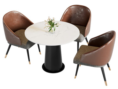 现代洽谈商务休闲餐桌椅组合3d模型 现代洽谈商务休闲餐桌椅组合