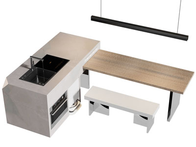 现代水吧台餐桌椅组合3d模型 现代水吧台餐桌椅组合