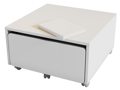 现代可移动带滑轮的床头柜