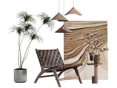 侘寂风休闲椅子 边几