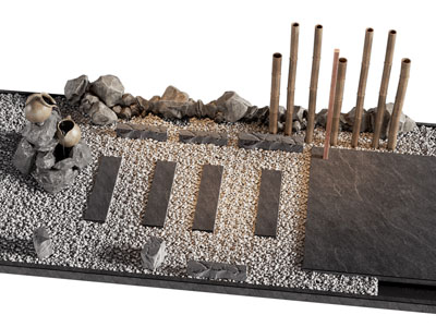 新中式石头 汀步 石径 青石板景观道路