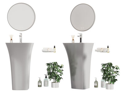 现代立式洗手台 镜子