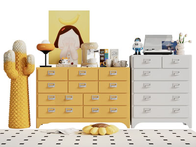 现代多巴胺玄关柜 边柜 斗柜3d模型 现代多巴胺玄关柜 边柜 斗柜