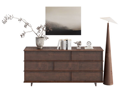 侘寂风中古风玄关柜 边柜3d模型 侘寂风中古风玄关柜 边柜