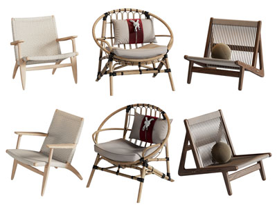 侘寂风藤编休闲椅子