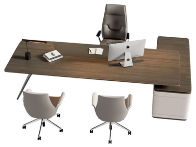 现代老板台 老板桌椅组合3d模型 现代老板台 老板桌椅组合