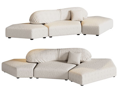 现代奶油风拼接多人沙发3d模型 现代奶油风拼接多人沙发