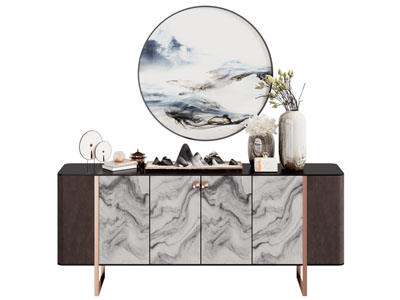 新中式玄关柜 边柜 摆件组合3d模型 新中式玄关柜 边柜 摆件组合