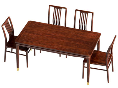 中式红木餐桌椅组合3d模型 中式红木餐桌椅组合
