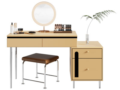现代复古化妆 梳妆台3d模型 现代复古化妆 梳妆台