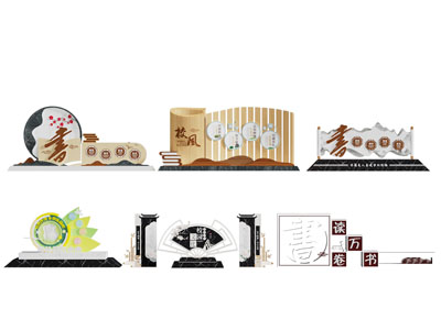 新中式校园雕塑小品 美陈3d模型 新中式校园雕塑小品 美陈