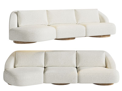 现代奶油风多人沙发3d模型 现代奶油风多人沙发