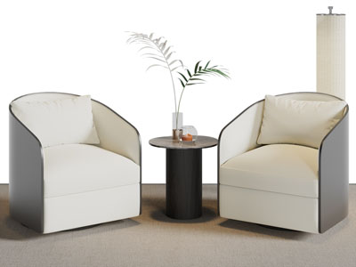 现代单人沙发 边几