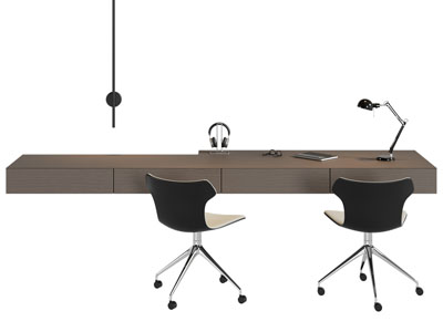 现代加长书桌椅组合3d模型 现代加长书桌椅组合