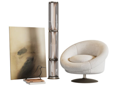 现代休闲单人沙发 落地灯