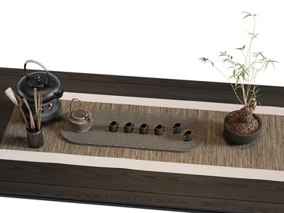 侘寂风茶壶 茶杯 茶具杯子3d模型 侘寂风茶壶 茶杯 茶具杯子
