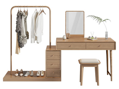 北欧组合衣架的梳妆台3d模型 北欧组合衣架的梳妆台