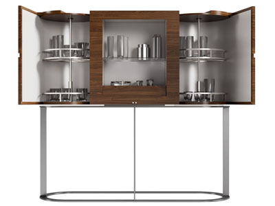 现代打开柜门的高脚餐边柜