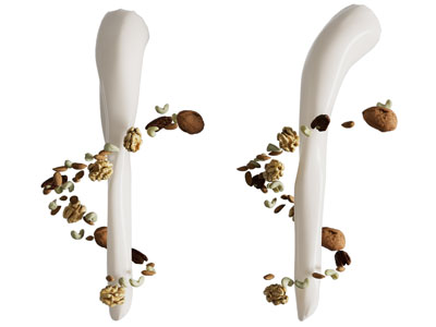 现代水柱 牛奶 坚果麦片 水果食物