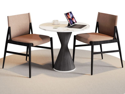 现代圆形休闲洽谈商务餐桌椅组合3d模型 现代圆形休闲洽谈商务餐桌椅组合