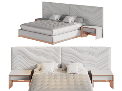 现代双人床 床头柜