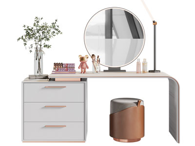 现代轻奢化妆 梳妆台3d模型 现代轻奢化妆 梳妆台