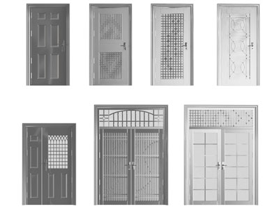 现代防盗门 入户门 金属双开门 平开门