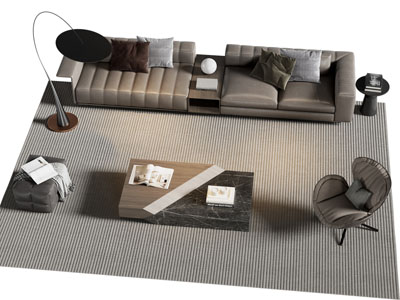 现代多人沙发 休闲椅子和茶几组合