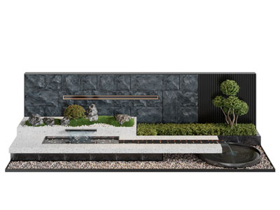 新中式庭院水景 花草植物景观园艺小品