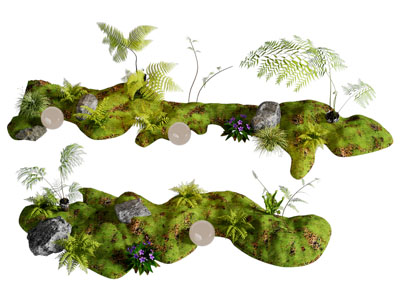 现代苔藓 花草 月球灯 景观园艺小品