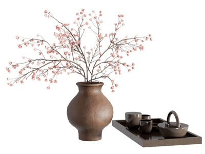 侘寂风花瓶花卉 茶具杯子