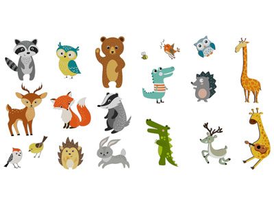 现代卡通动物墙贴 墙饰