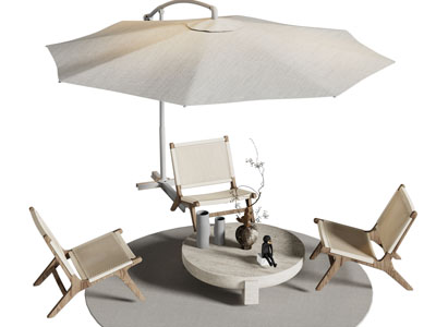 现代遮阳伞 休闲椅子组合