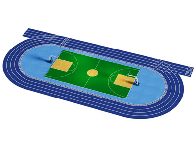 现代篮球场 操场 体育设备3d模型 现代篮球场 操场 体育设备