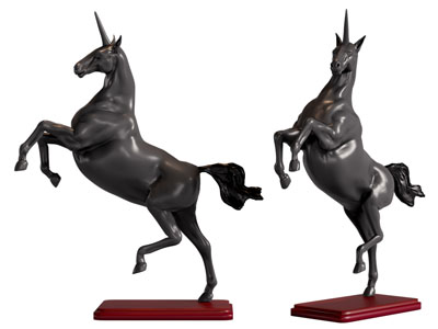 现代独角兽雕塑雕刻 摆件组合