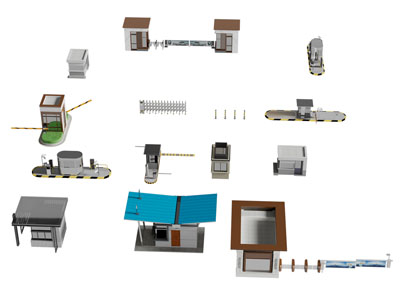 现代收费杆 大门 伸缩门