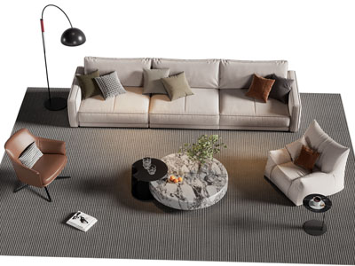 现代多人沙发 懒人沙发 休闲椅和茶几组合