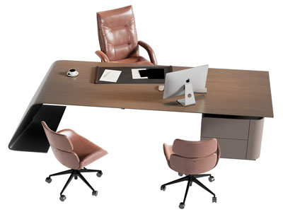 现代老板台 老板桌椅组合3d模型 现代老板台 老板桌椅组合