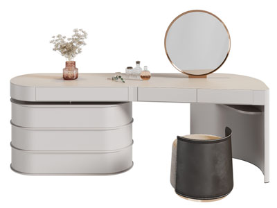 现代奶油风化妆 梳妆台3d模型 现代奶油风化妆 梳妆台